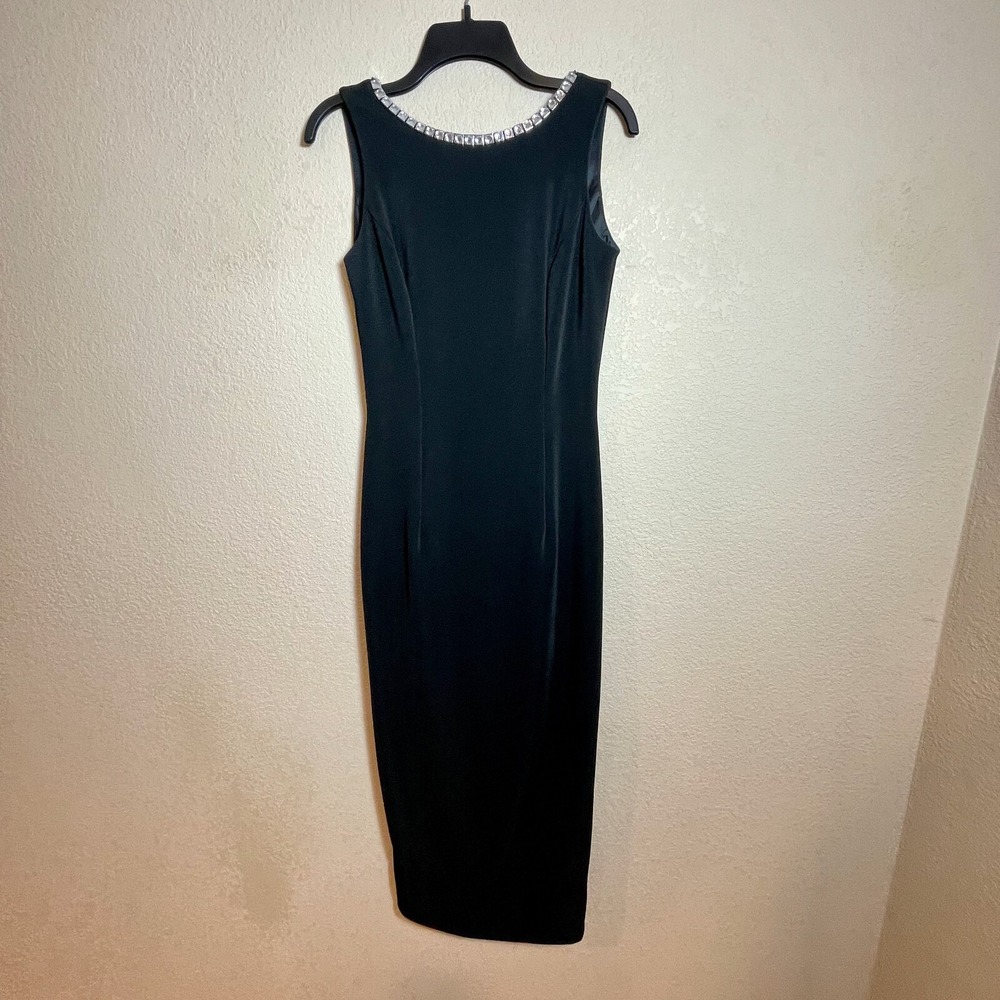 Scott McClintock Vintage Bodycon Pencil‎ Dress 6 Black Rhinestones Back USA 90s